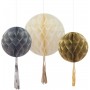 Decadent Decorations Mixed Metallic Honeycomb mit Tassel - Talking Tables