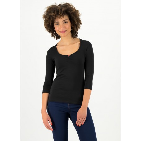 Logo 3/4sleeve decollete shirt - simply black - Blutsgeschwister