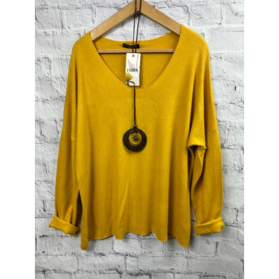 Pulli Basic mit Kette *Ocker* - Amaphi Selection